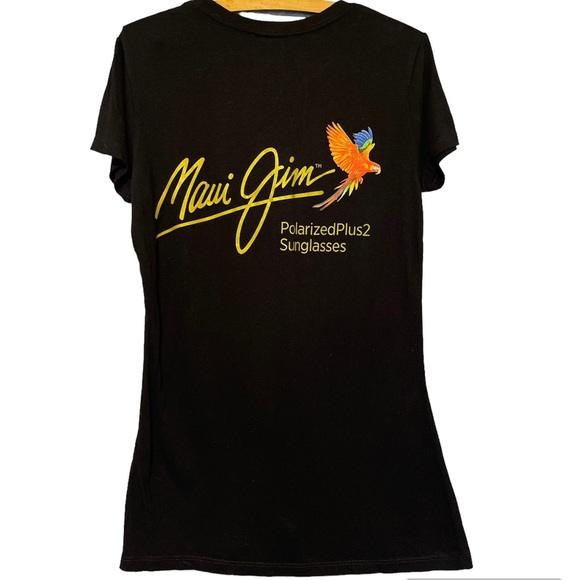 Maui Jim Black Scoop Neck Short Sleeve Tee Fitted T-shirt SZ M Bamboo Blend - Picture 1 of 3